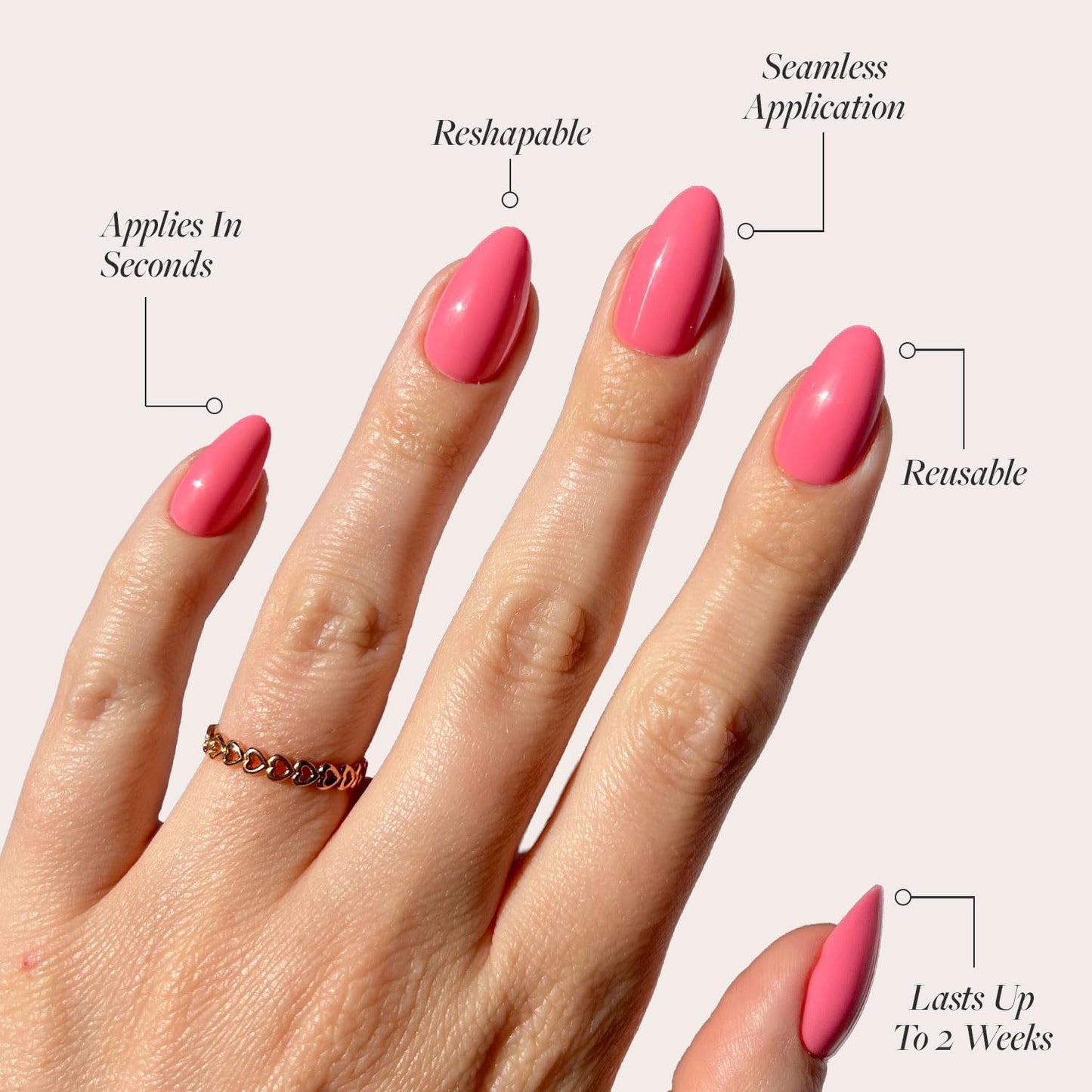 Glamnetic Press-On Nails Bundle - Flamingo Pink & Fairy Dust | Classic Short Almond Fake Nails | Short Oval Nails with a Metallic Finish | Reusable, Salon-Quality Nail Kits