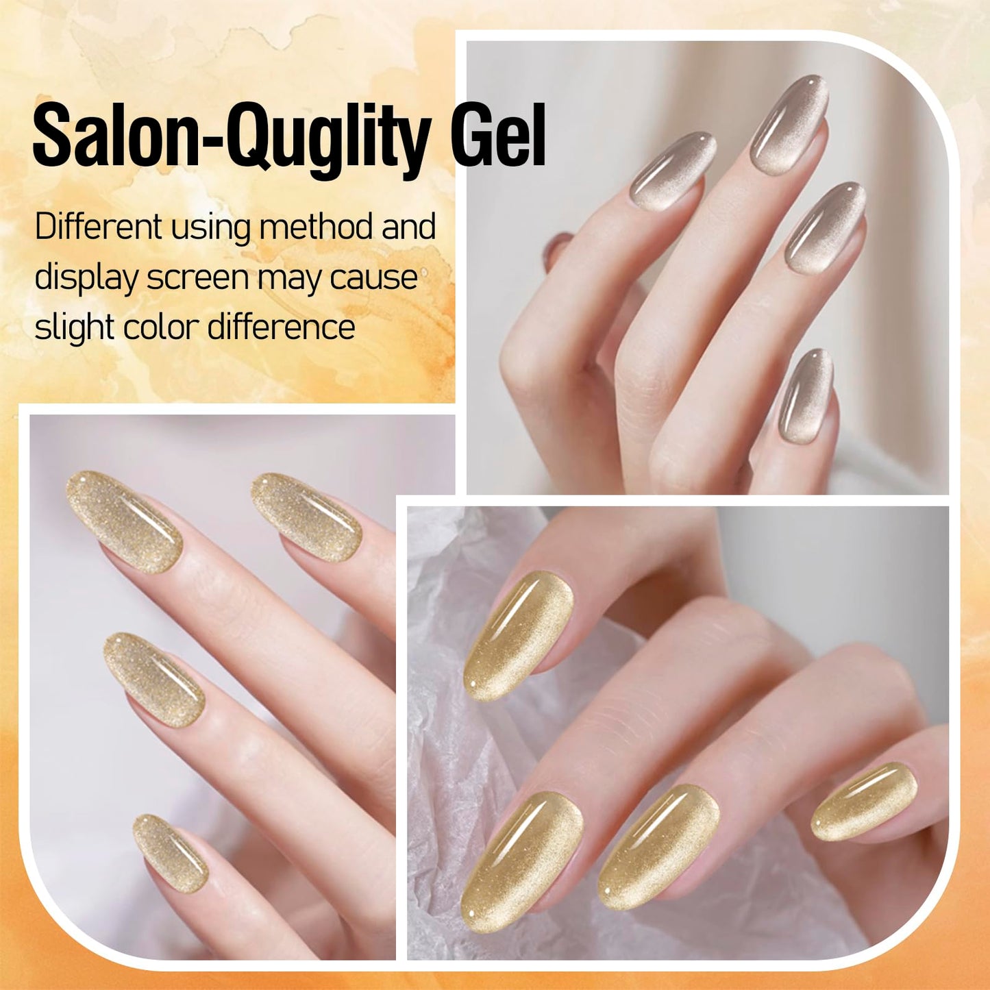 ADHERE Cat Eye Gel Nail Polish Set 12ML, 7 Colors Holographic Cat Eye Glitter Gel Polish Set Orange Brown Fall Nail Gel Polish Kit with Magnet Soak Off LED Nail Art Gel DIY Salon Gifts For Women