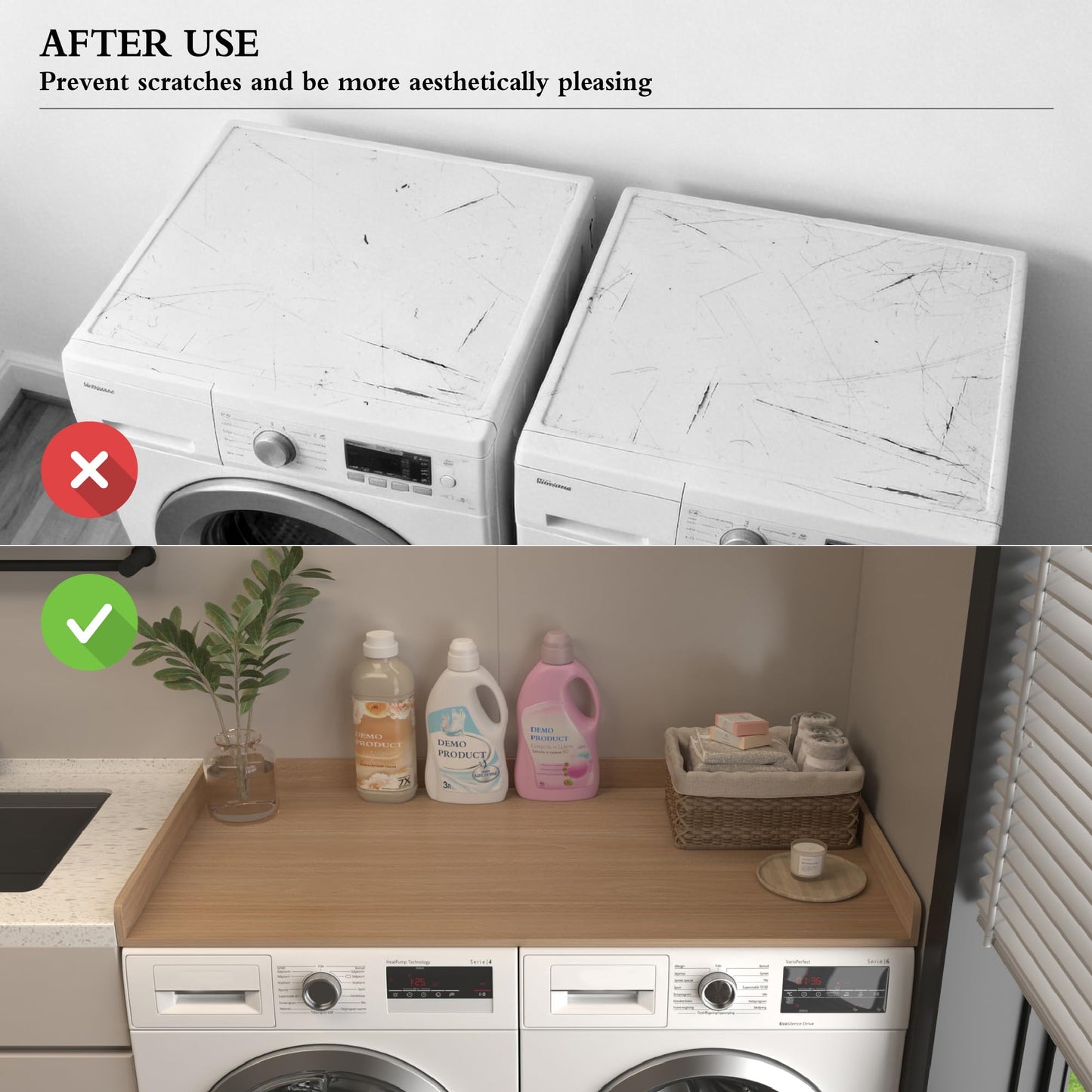 Drconox Washer Dryer Countertop, 27.5" x 54" Inch Washer and Dryer Covers for The Top for Laundry Room Organization, Oak