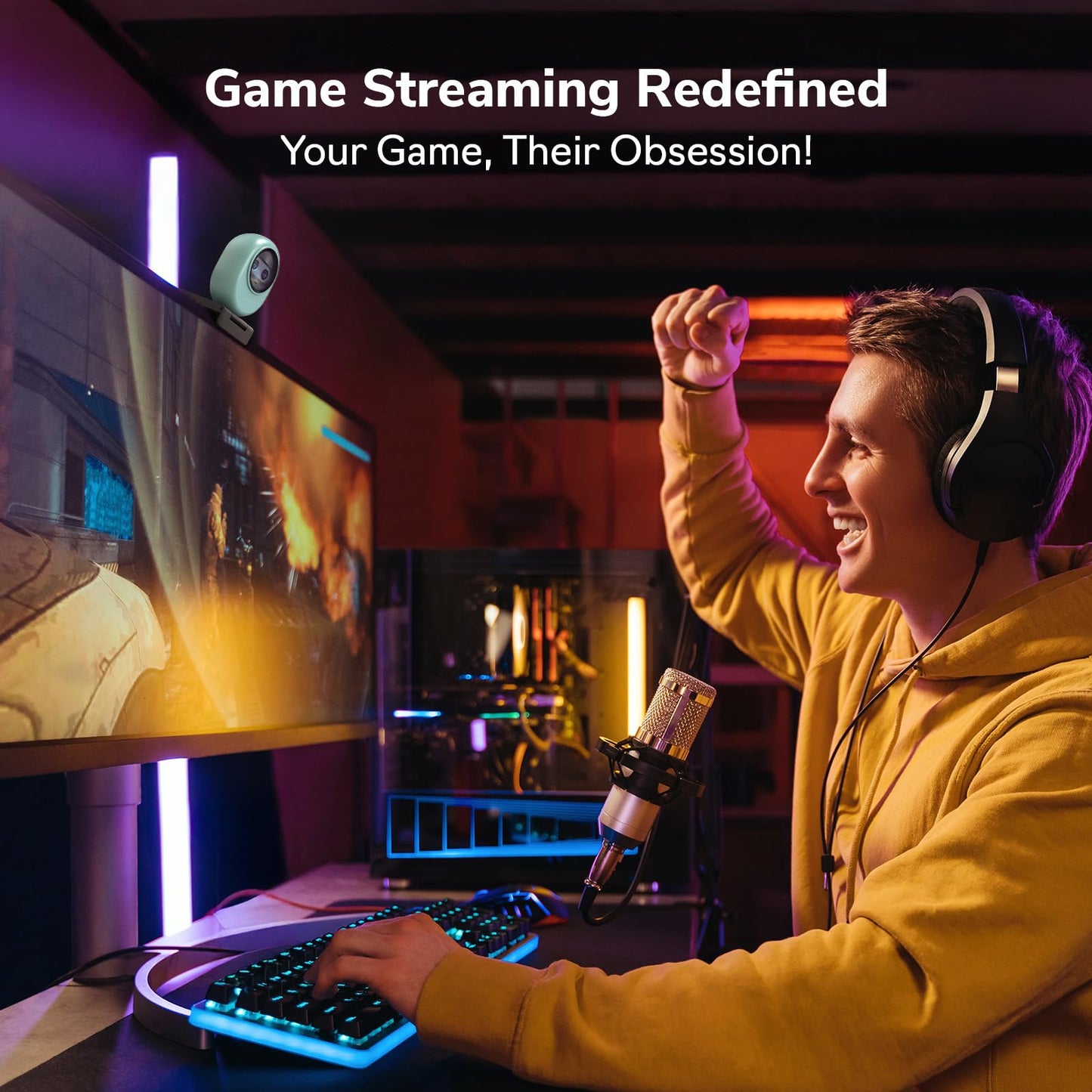 EMEET Piko 4K Webcam for Streaming, World’s 1st Dual-Camera AI-Powered 4K Camera w/AI Autofocus, 3 Mics Array&3 Sound Modes, USB Webcam with Clip, Great for Streaming, Desk Setup
