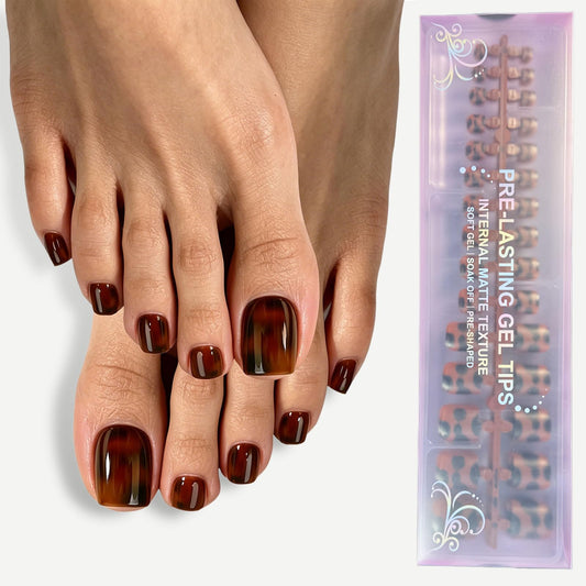 Dsixnails Tortoiseshell Toe Nail Tips, 150pcs Short Square Press on Toenails for Women, Soft Toe Nail Press Ons, Toe Press on nails, Soak Off Acrylic Fake Toenails Extension in 15Sizes