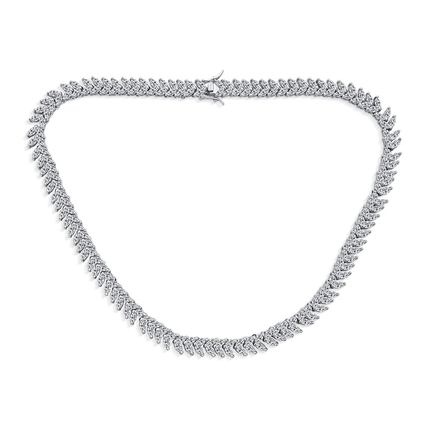 Art Deco Style Fashion Bridal Multi Marquise AAA CZ Statement Collar Tennis Necklace Matching Chandelier Dangle Earrings Jewelry Set For Women Wedding Prom Pageant Silver Plated