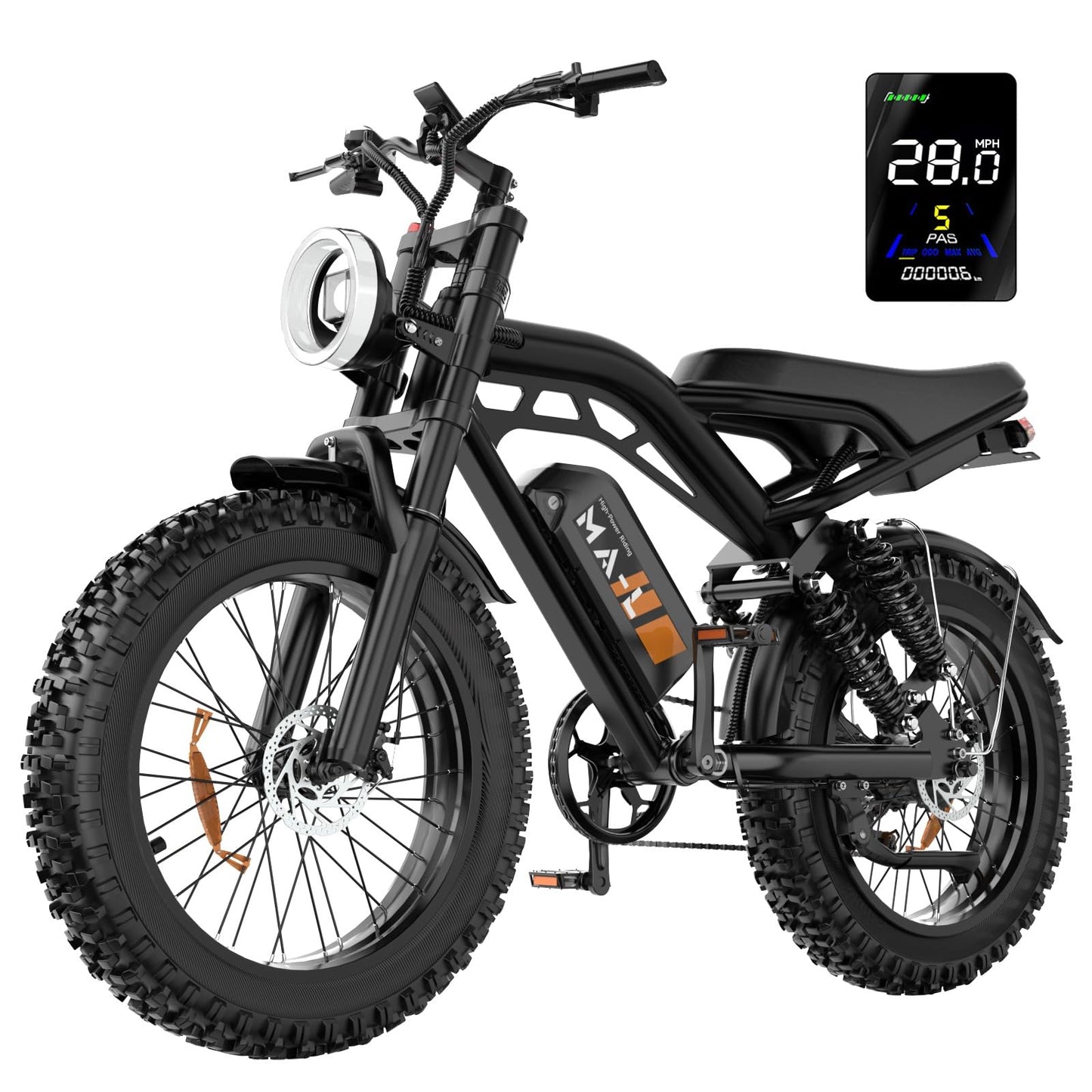 HiKeep Electric Bike for Adults - 20 x 4 Inch Fat Tire Ebike, 750W/Peak 1500W Motor Ebike, 48V15.6AH, 4 Riding Modes Electric Dirt Bike, 7 Speed Electric Motorcycle, Safety Tested to UL 2849