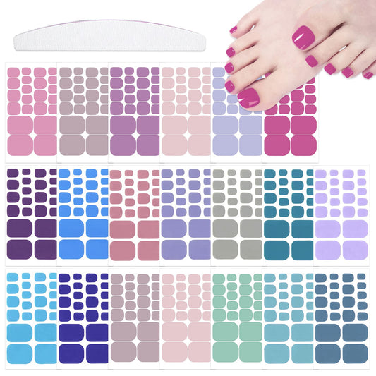 YECIRALA 20 Sheets 440 Pcs Toenail Stickers for Women, Toe Nail Wraps for Toes Nail Polish Strips Stick On Nails Polish Stickers for Toenails Gel Nail Strips Color Strips