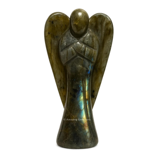 Amazing Gemstone Labradorite Angel - Labradorite Crystal Angel and Pocket Guardian Angel Crystal Figurines (1.5 inches)