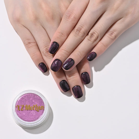 XZMeiLun Cat Eye Nail Powder, Big-Capacity 0.8g 9D Cat Eyes Magnetic Powder Purple Magic Mirror Effect Pigment Holographic Nail Art Glitter, Can Mixed with Builder Gel Nail Polish for Use