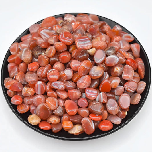 SigMntun Polished Carnelian Crystal Chips 200 Pcs - 0.3" 10 oz Tumbled Stone Chips Crushed Sea Glass Stones Healing Reiki Crystal Making Home Decoration