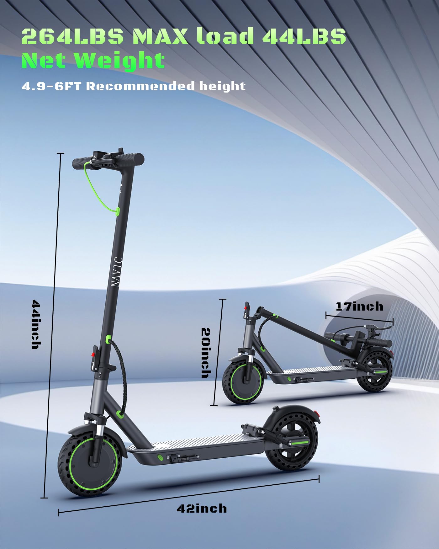 NAVIC Electric Scooter with Dual Suspension, 8.5" Tires, 350W Motor, 19 Mph, Max 18 Miles Range, Foldable E Scooter for Adults with Braking, App Control