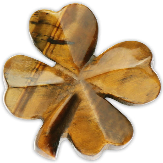 Hguxmcu Natural Tigers Eye Four Leaf Clover - Feng Shui Lucky Crystal for Love Positivity, Polished Healing Stone Decor, Birthday Gift for Her Gift for Women Men