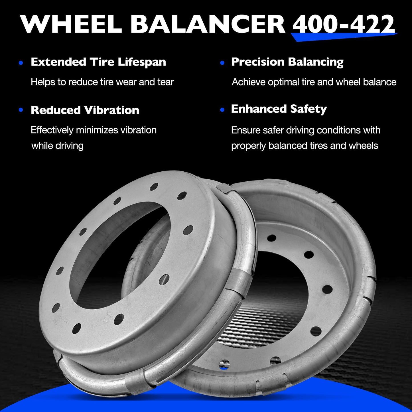 Misakomo 400-422 Wheel Balancers for 19.5” Wheels Compatible with Ford F-450/F-550 (2005+), Automatic Steer Wheel Aluminum Balancers for Light Duty Truck