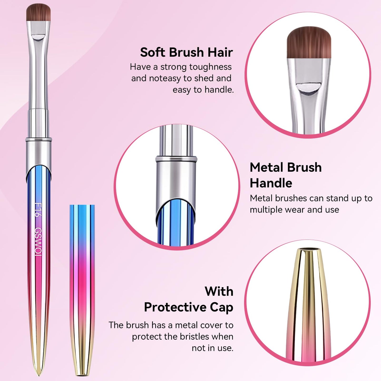 French Tip Brush & Nail Cleaning Brush for Polygel & Gel Polish – Professional Nail Art Brush with smile lines, Acrylic Detailing Tool for French Manicures, Builder Gel & Precision Nail Art (F16)