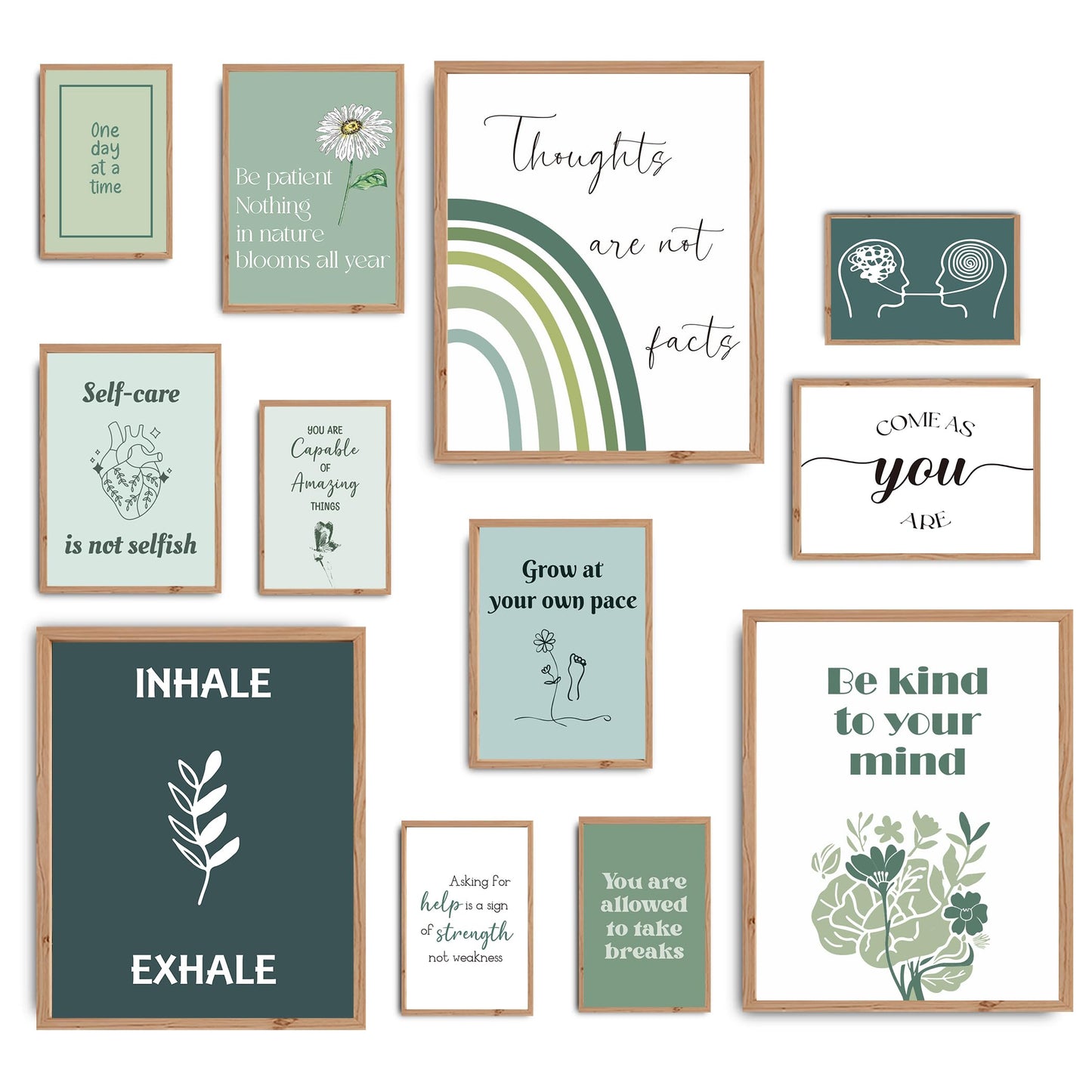 Sage Green Mental Health Posters, Mental Health Matters Poster, Therapy Office Decor (UNFRAMED)
