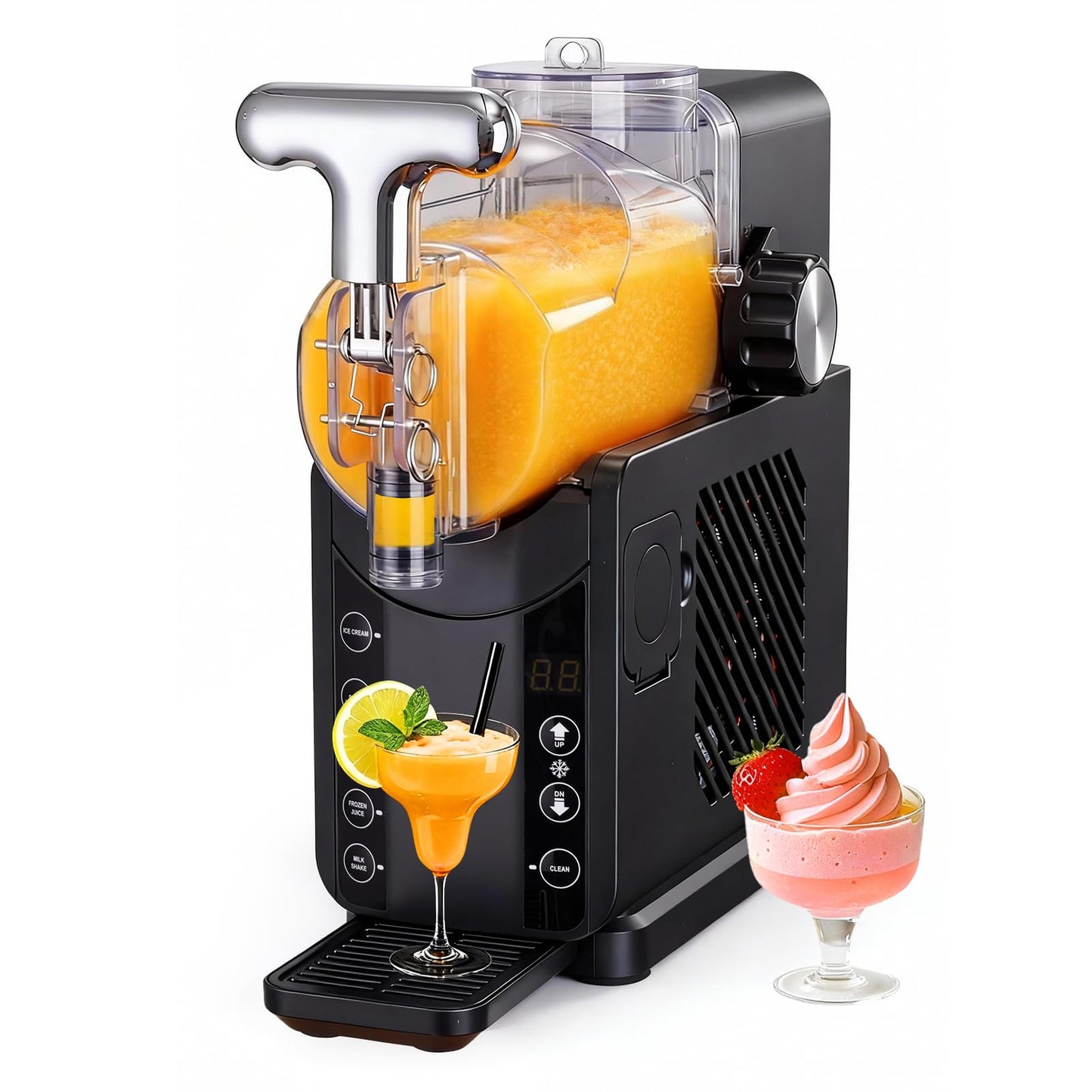 FNOONXY 2-in-1 smoothie/soft ice cream machine, 57oz Frozen Drink Maker, 5 Preset Modes, Auto-Cleaning, No Ice Needed, for Milkshakes, Margarita Slushies & Frozen Beverages