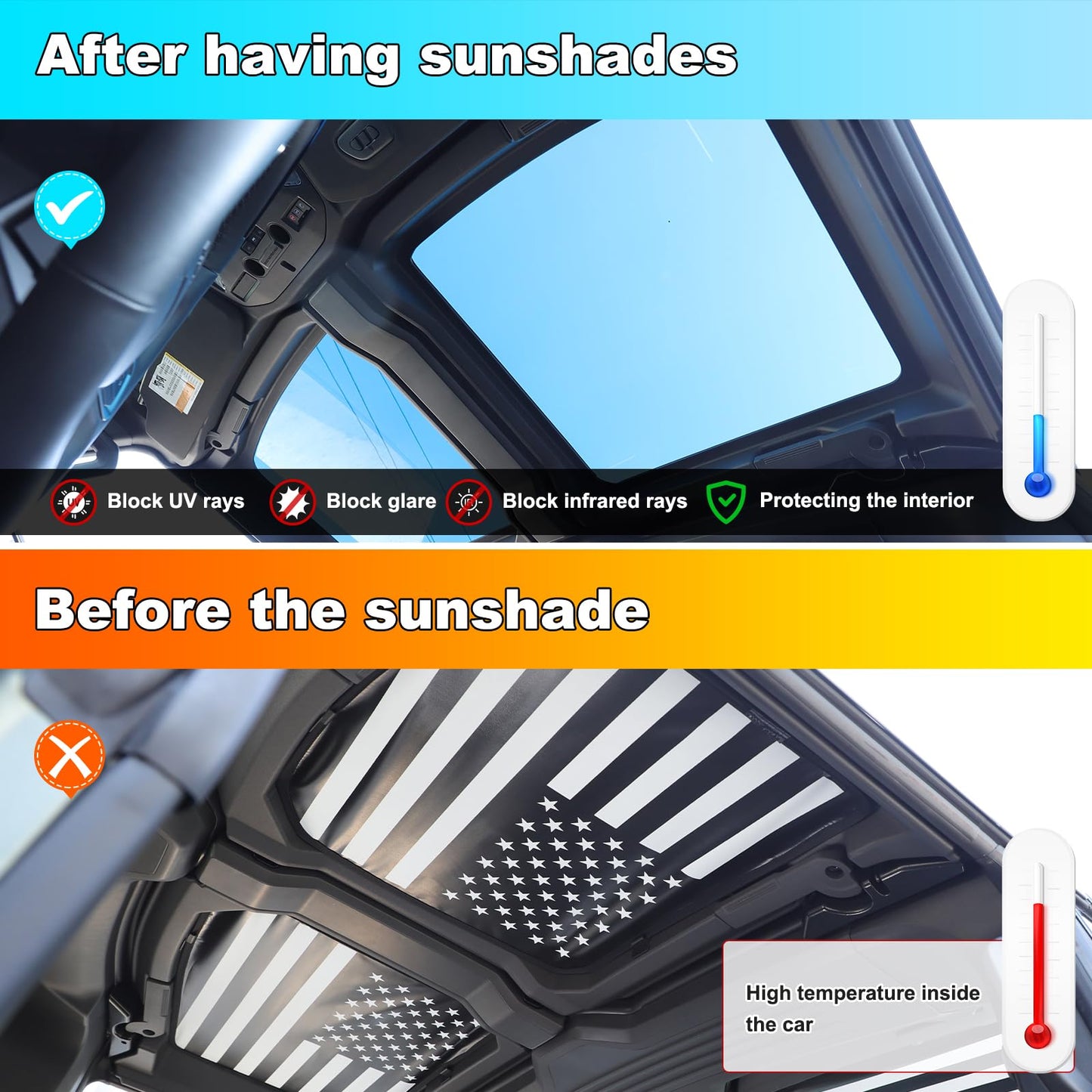 Sunroofs Shade Compatible with 2022 2023 2024 2025 2026 Hummer EV Accessories SUV/Pickup Truck 4PCS Hardtop Windshield Glass Sunshade Insulation Heat Visor Blocks UV Foldable Storage