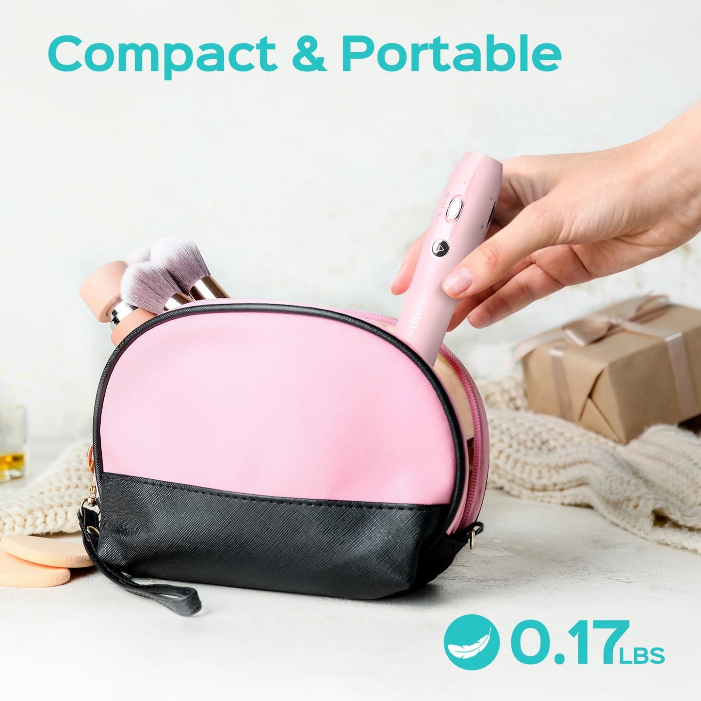 COSLUS Cordless Nail Drill Electric File for Acrylic Gel Dip Powder Nails Portable and Professional Nail Drill Kit with Stepless Speed Knob Pink