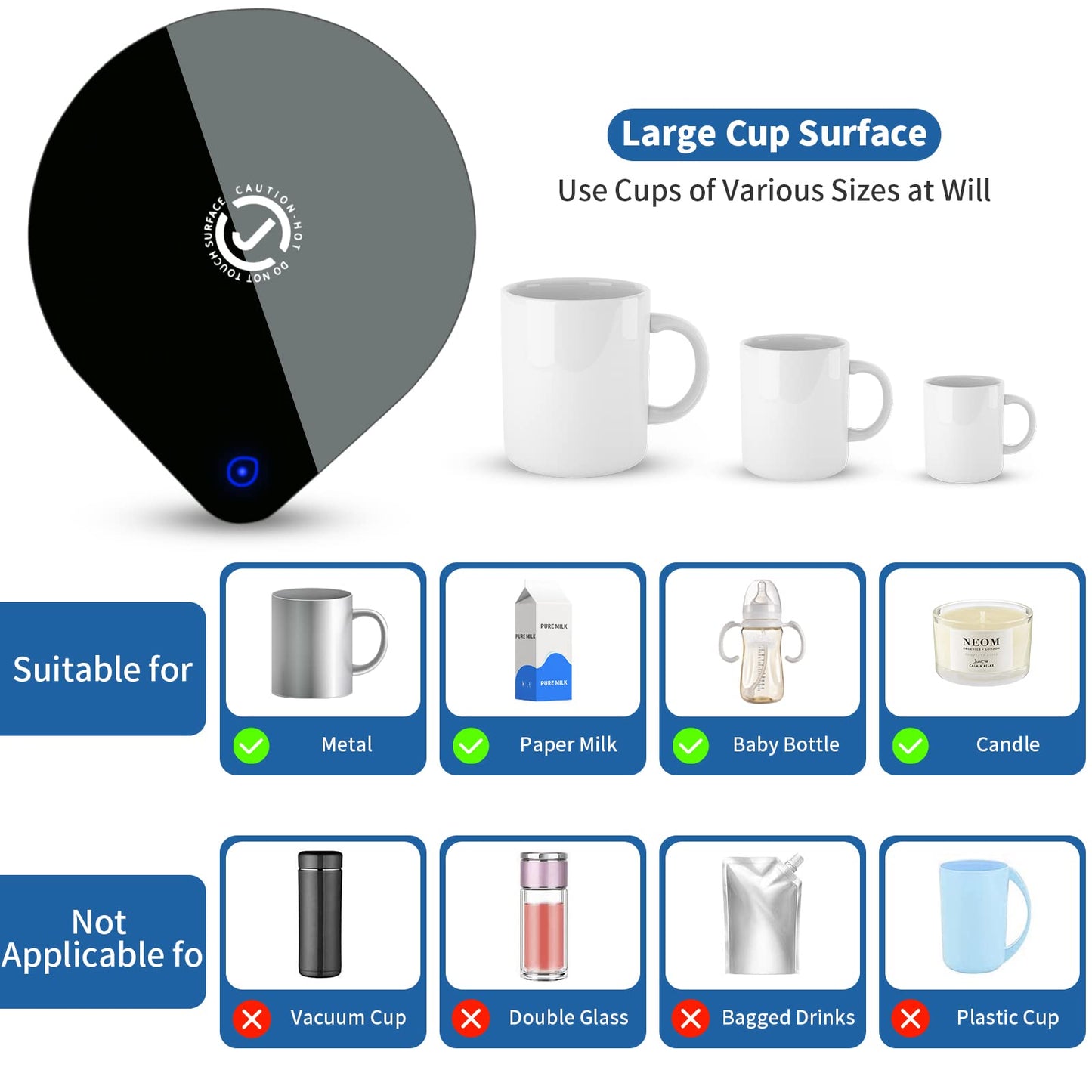 2025 Upgraded Coffee Warmer with Mug Set: Gifts for Christmas,Thanksgiving Coffee Cup with Warmer with 2 Temperature - Coffee Mug Warmer for Desk