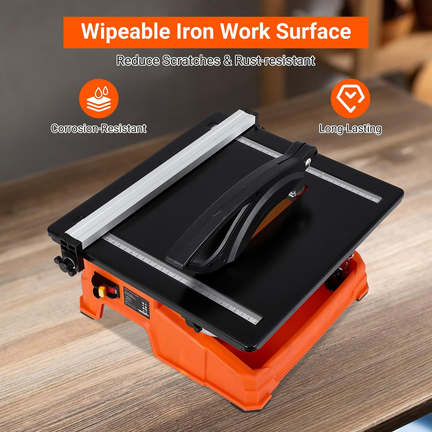 Towallmark 7 inch Wet Tile Saw, 6500 RPM & Pure Copper Motor, Bevel cuts tile from 0 to 45, Tile Cutter Wet Saw with Water Reservoir for Cutting Tiles and Stones, for DIY Enthusiasts
