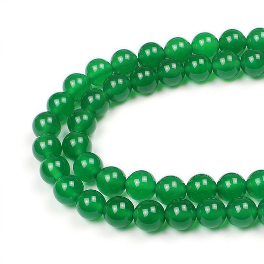MJDCB 7A Natural Green Agate Round Stone Loose Beads for Necklace Bracelet Charms Jewelry Making 15"(10mm)
