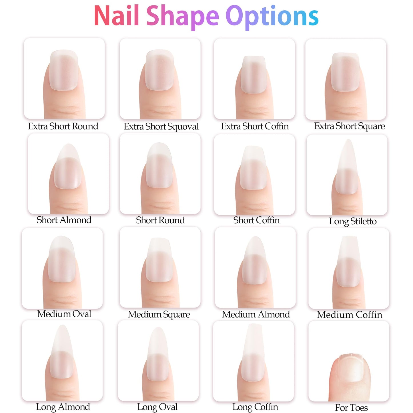 Sun&Beam Nails Clear Nail Tips – Full Cover Acrylic False Nails for Nail Art & Extensions 15 Sizes 240 Pcs (Extra Short Coffin)