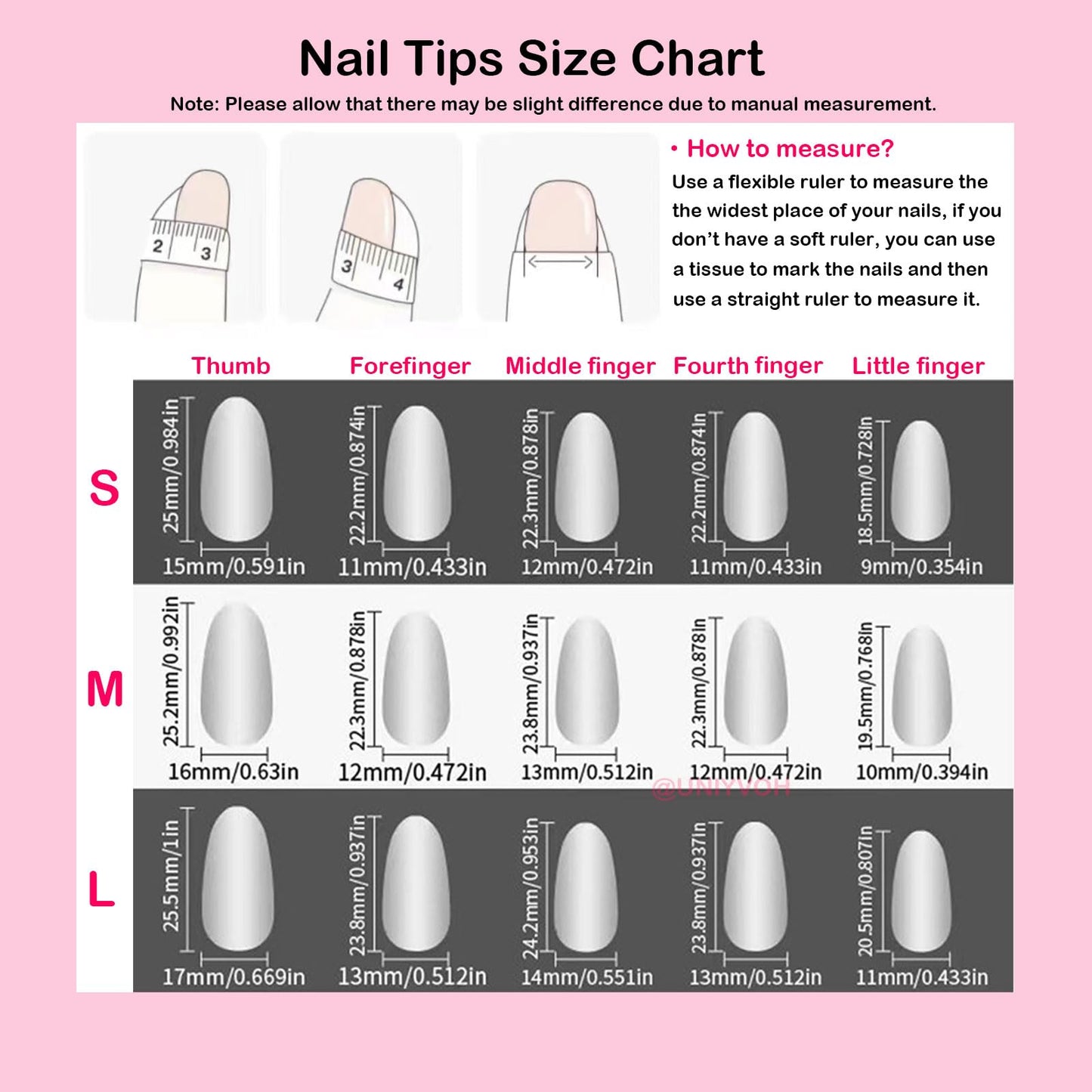 Almond Press on Nails Handmade Medium Long/Stiletto 3D Flower Fake Nail with Designs, Women Reusable False Nails (Glitter Red, S)