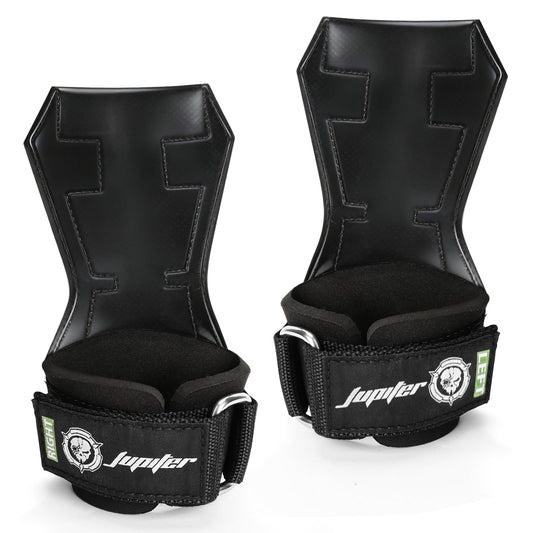 Weight Lifting Straps (Pair) JUPITER Non-Slip Wrist Support for Deadlifts & Powerlifting Black M