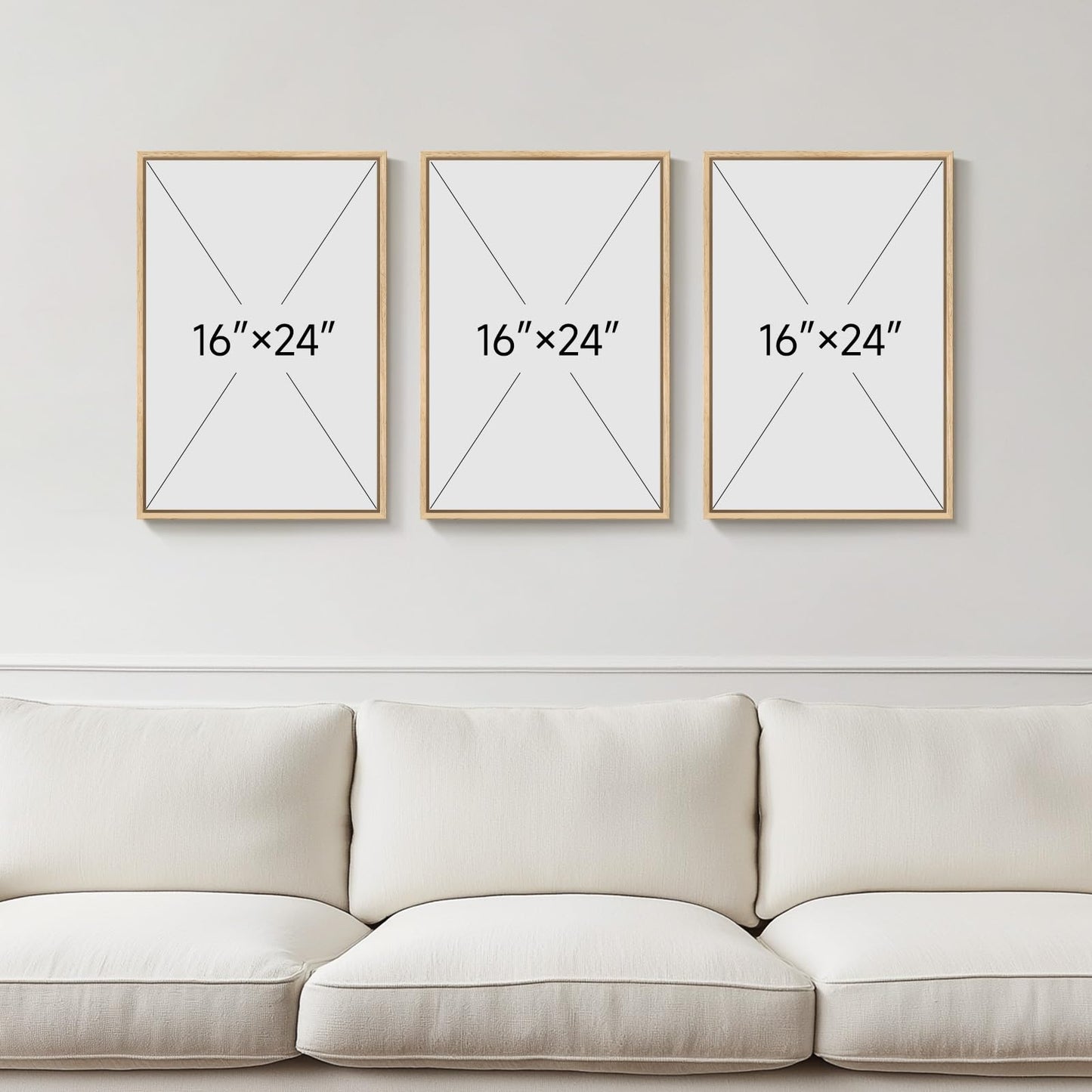 Framed Botanical Neutral 3 Piece Wall Art for Living Room, Minimalist Butterfly Sunshine Canvas Artwork for Walls, Peaceful Sill Life Illustration Print Bedroom Dining Room Office Wall Decor, 16x24 In