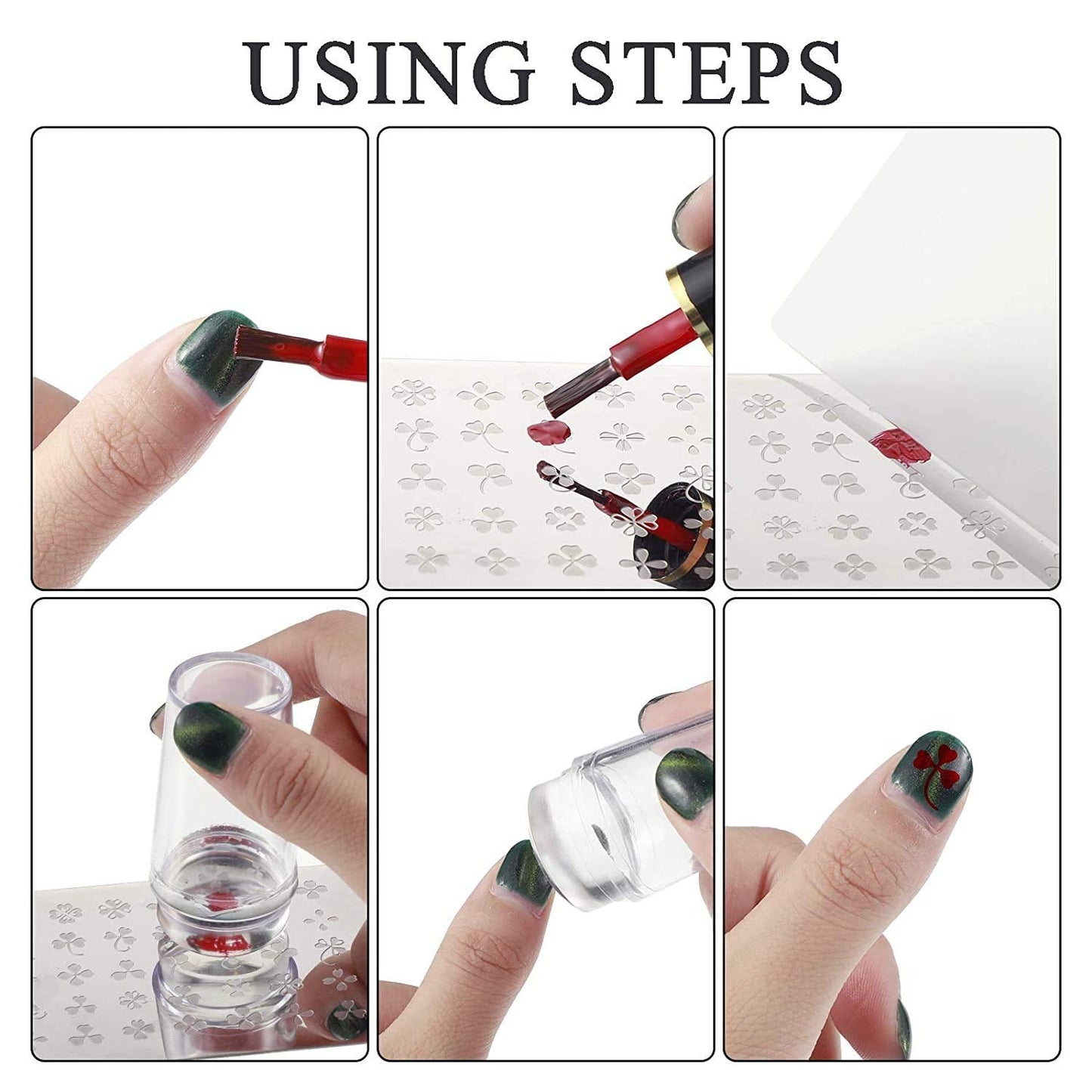 Stamping Plates Nail Art Set Flower Minimalist Geometric Lines Leaves Pattern Theme Image DIY Nail Art Stamp Plate Stamper Kit 6Pcs