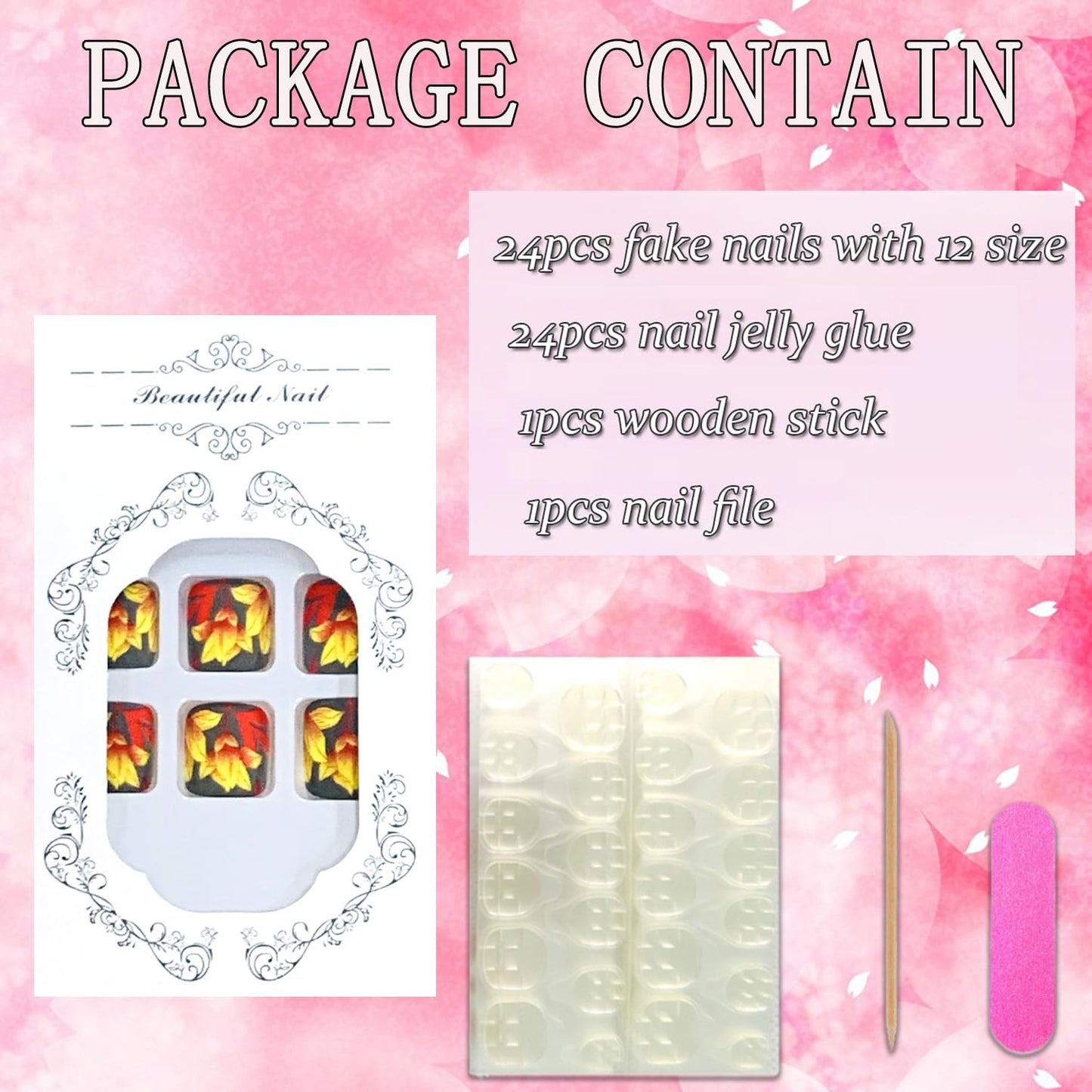 FIEONCIY Press on Toenails with Designs Acrylic Fake Nails for Toe Artificial False Nails with Charms Glue on Toe Nails for Spring Summer Stick on Toenails for Women Girls(Y603)