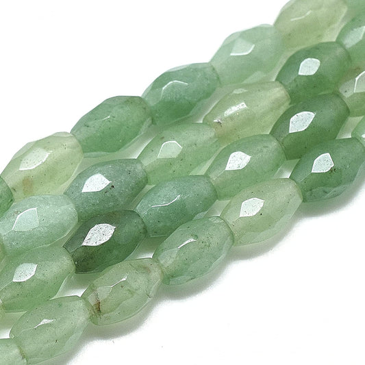 Fashewelry 20pcs Natural Green Aventurine Gemstone Beads 9x6mm Faceted Oval Healing Crystal Loose Stone Beads for Jewelry Necklace Bracelet Earring Craft, 8.07 Inch