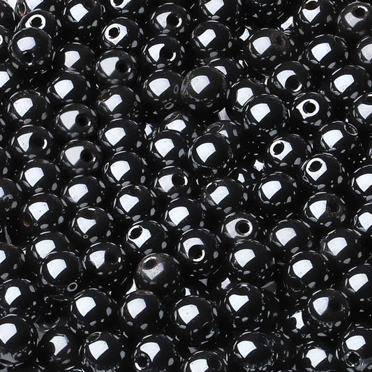 LAIDANLA Black Hematite 8mm Natural Stone Beads Round Loose Gemstone Stone Beads for DIY Bracelet Necklace Earrings Jewelry Making Polishing Genuine Real Beading Crystal 96PCS 2 Strand 32"