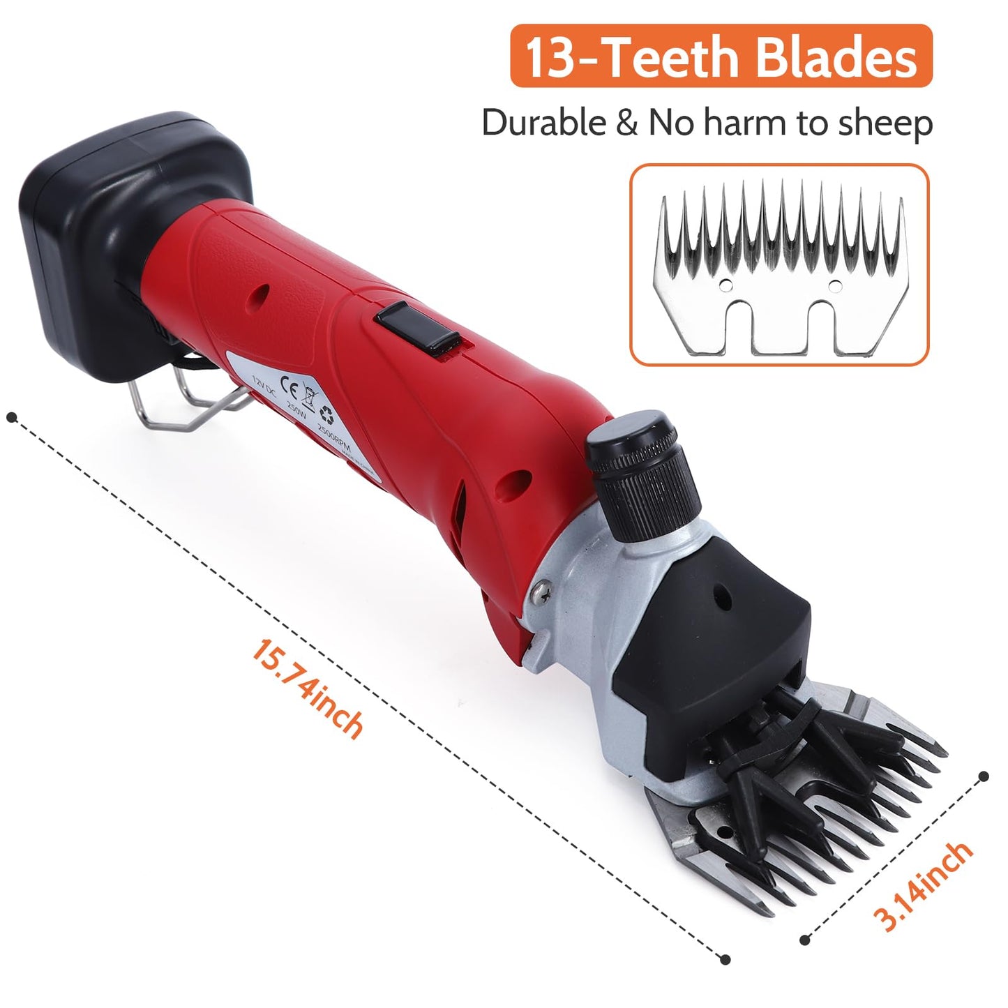 DUCKBOY Cordless Sheep Shears Clippers, Rechargeable Animal Pet Hair Clipper Groomer Shears 380W 18V for Animal, Goats, Cattle, Farm Livestock Pet, Hair Shaving
