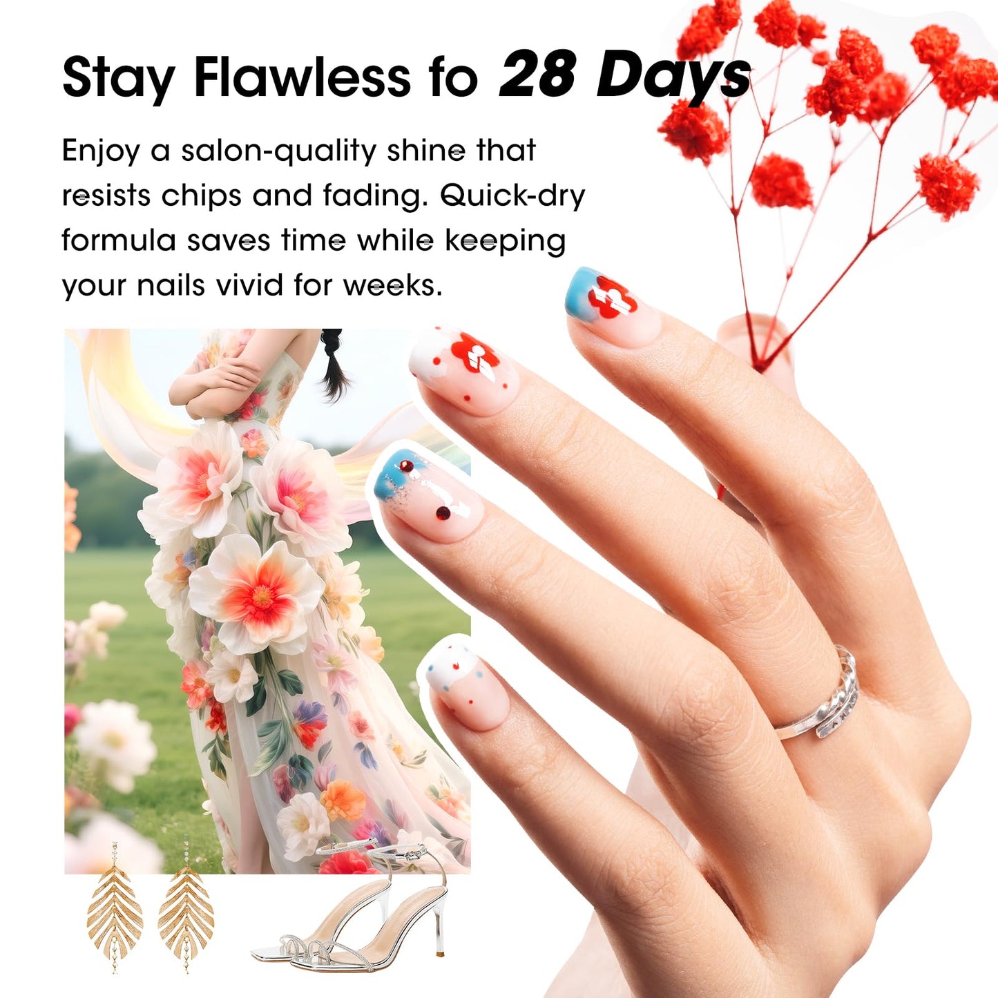 GELLEN 24pcs Gel Nail Polish Set, 20 Colors UV Gel Polish Red Blue Green Hema TMPTA TPO 3-free with Base Coat and Glossy Matte Cateye Top Coat, All Seasons NailGel for Christmas Gift Women Girls