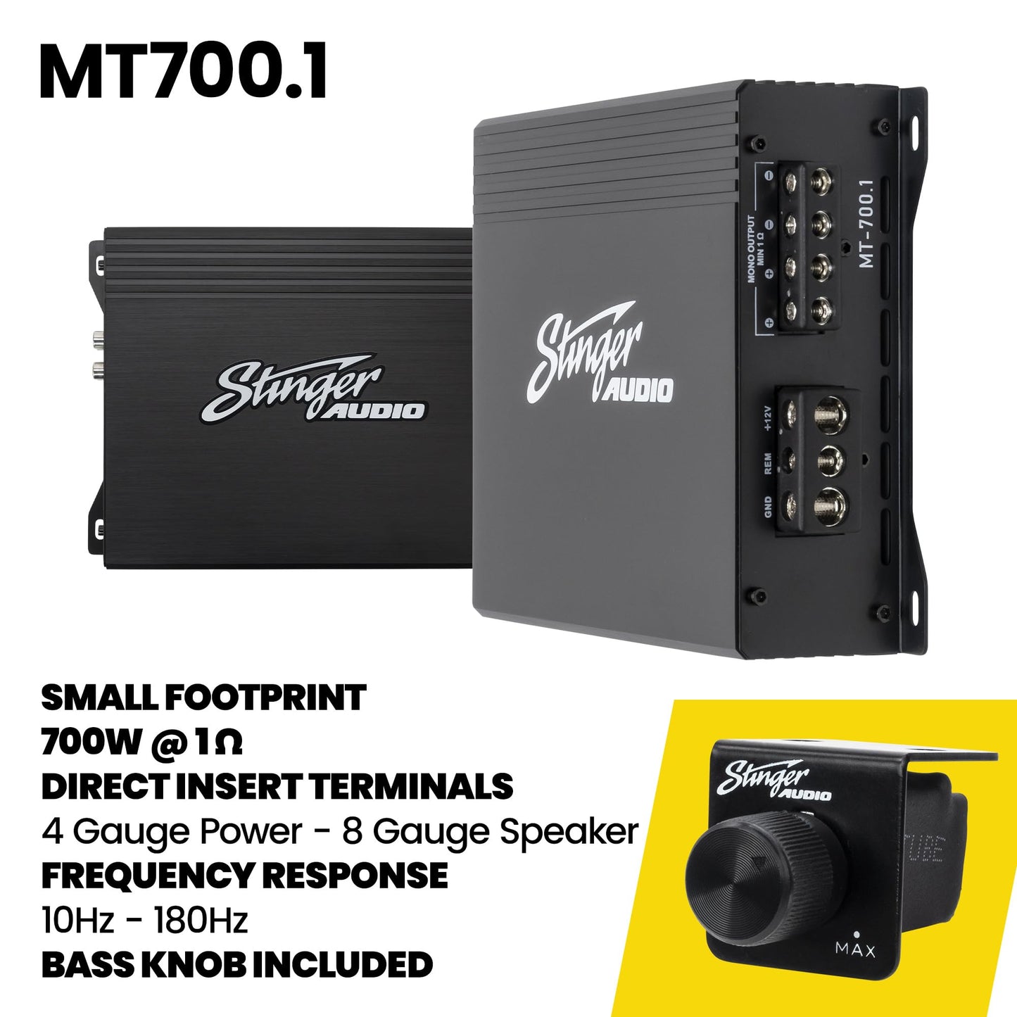 STINGER Audio Party Pack - Single 10" 700W RMS/1200W Max Loaded Ported Vented Subwoofer Enclosure Box Bass Package with Monoblock Amplifier & Amp Wiring Kit | Car Audio Bass Bundle
