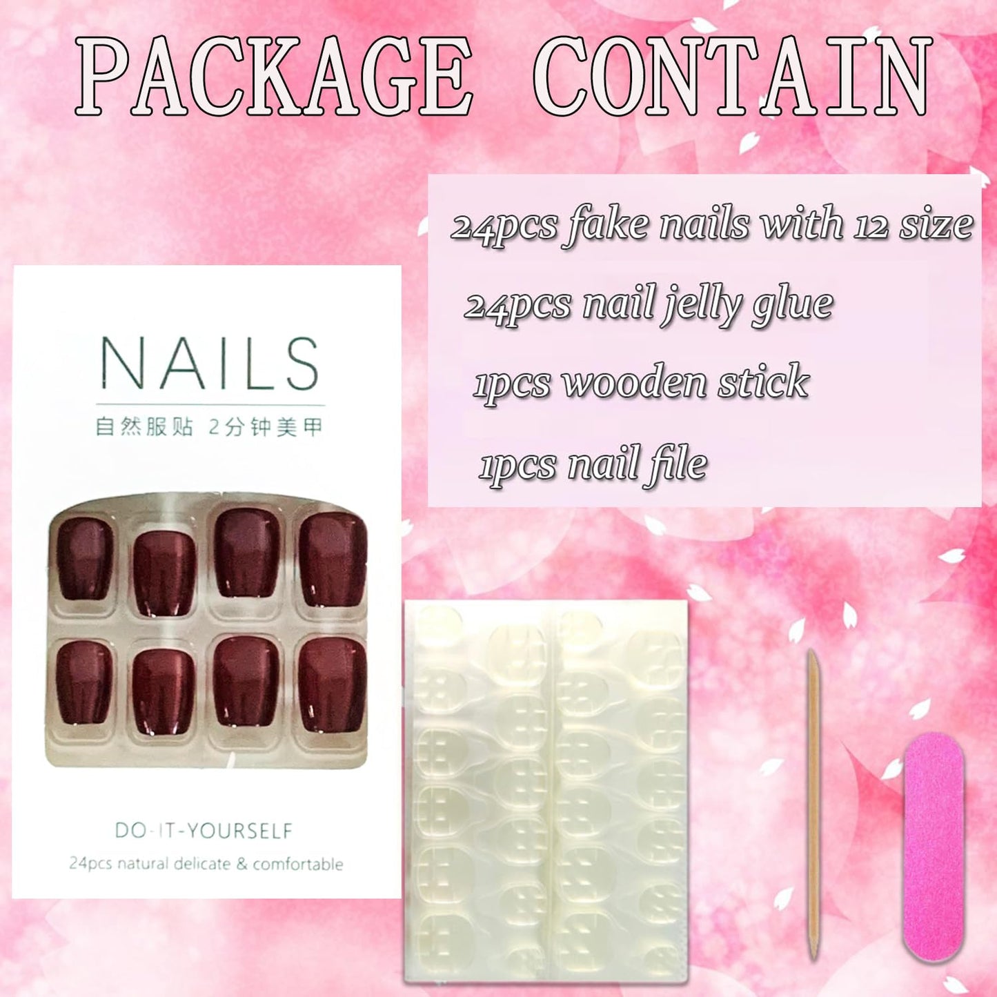 Vezocim Press on Nails Short Square-24Pcs Glossy Full Cover Acrylic Purple False Nails with Cat Eyes Designs Artificial Extra Short Square Fake Nails with Glue Stick on Fingernails for Women Girls