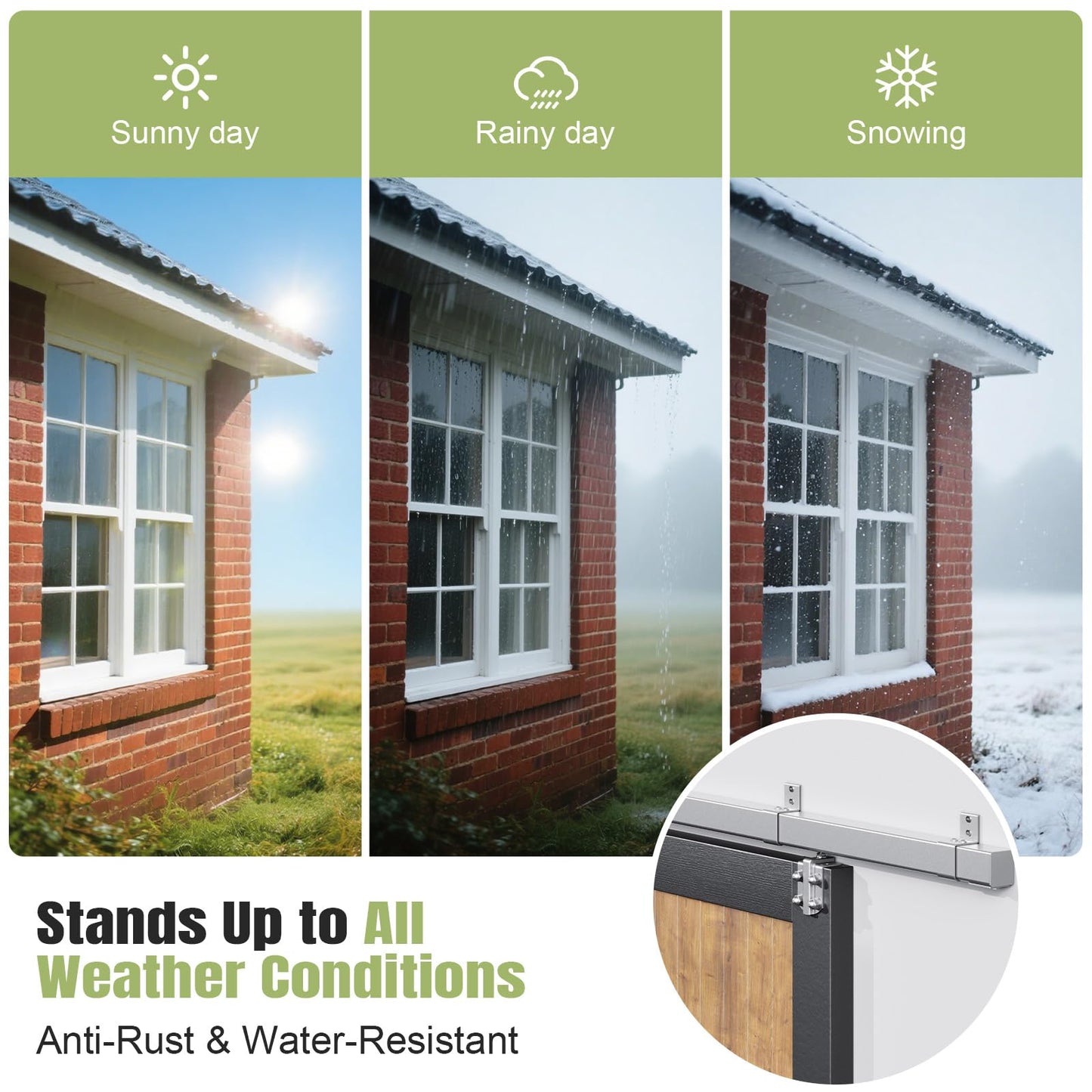 Easelife 12FT Exterior Sliding Barn Door Hardware Kit, Box Rail Track, 450lb Capacity, Sliver Weather-Resistant Steel, Wall Mount System for Outdoor Use, Fit Single 72in Door