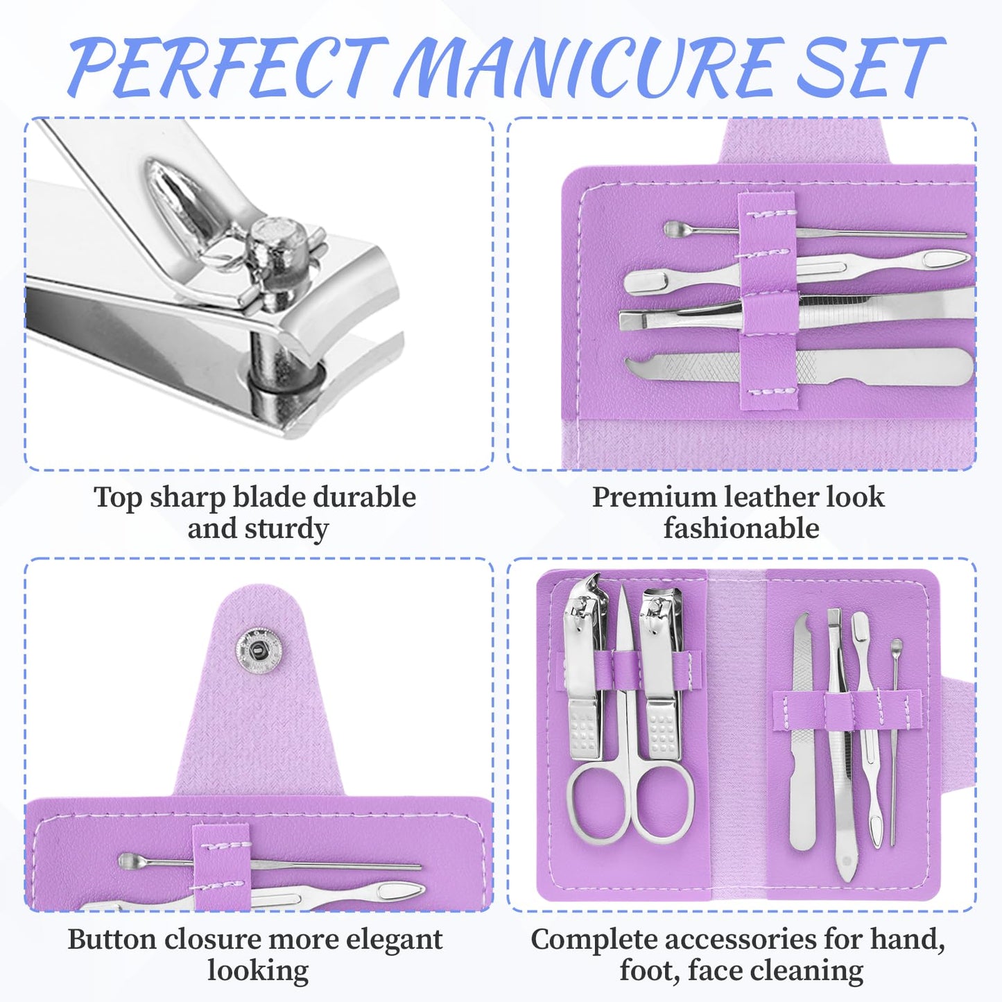 10PCS Portable Manicure Set,Stainless Steel Mini Manicure Kit with 5 Bright Colors,All-in-One Nail Care Kit for Travel & Home Manicure And Manicure Kit for Women Men Daily Grooming Tool
