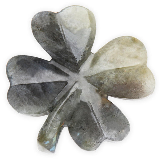 Hguxmcu Natural Labradorite Four Leaf Clover - Feng Shui Lucky Crystal for Love Positivity, Polished Healing Stone Decor, Birthday Gift for Her Gift for Women Men