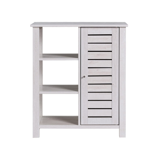 HOMES: Inside + Out Maifan Farmhouse 6-Shelf Wood 28 in. Shoes Cabinet for Living Room, Entryway, White Oak