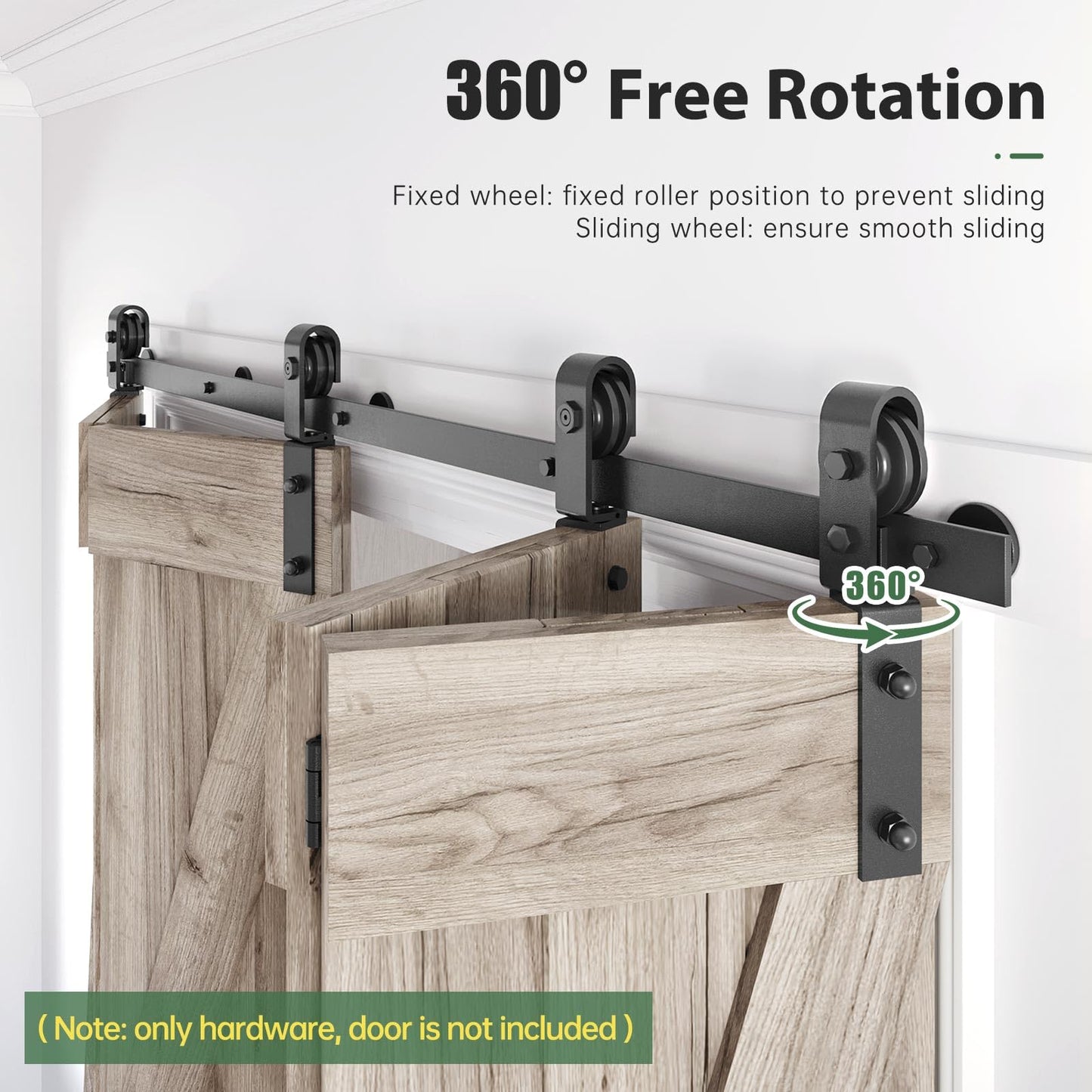 Roymelo 58" Bifold Sliding Barn Door Hardware Track Kit,Side Mounted Black J Shape Roller,Smoothly and Quietly,Assembly Easy,Fit Four 13.5" Bi-Folding Doors (Door Not Included)