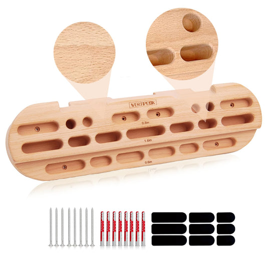 VERTIPEAK Wooden Hangboard Rock Climbing, Climbing Fingerboard with Mounting Kit for Hanging Practice, Finger Strength and Pull Up, and Bouldering Gift for Climbers (Basic)
