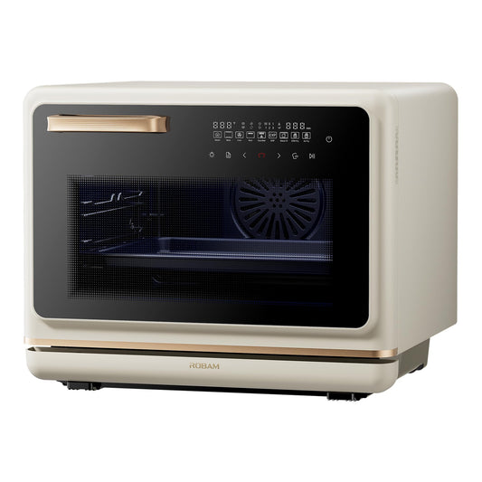 ROBAM Toaster Air Fryer Oven Combo, Countertop Convection Cooker with Bake & Fry, 1.2 Cu.Ft Large Capacity Combi Steam Oven, 32 Preset Recipes, Smart Touch Precise Temp Control, Multi-Stage (White)