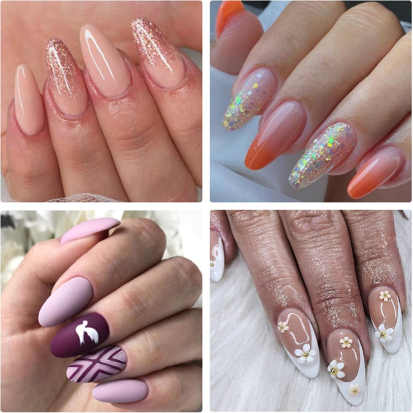LoveOurHome 600pc Almond Nail Tips Medium Fake Nails Clear Press on Nail Almond Full Cover Short Stiletto Soft Gel Nails Tip Medium Artificial False Fingernails for Gel Acrylic Nail Extension