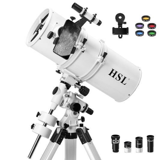HSL 203EQ Astronomical Reflector Telescope for Adults high Powered,203mm Aperture 800mm Focal Length Professional Telescopes for Adults Astronomy, Comes with 5 Color Filters Set and 3X Barlow Lens