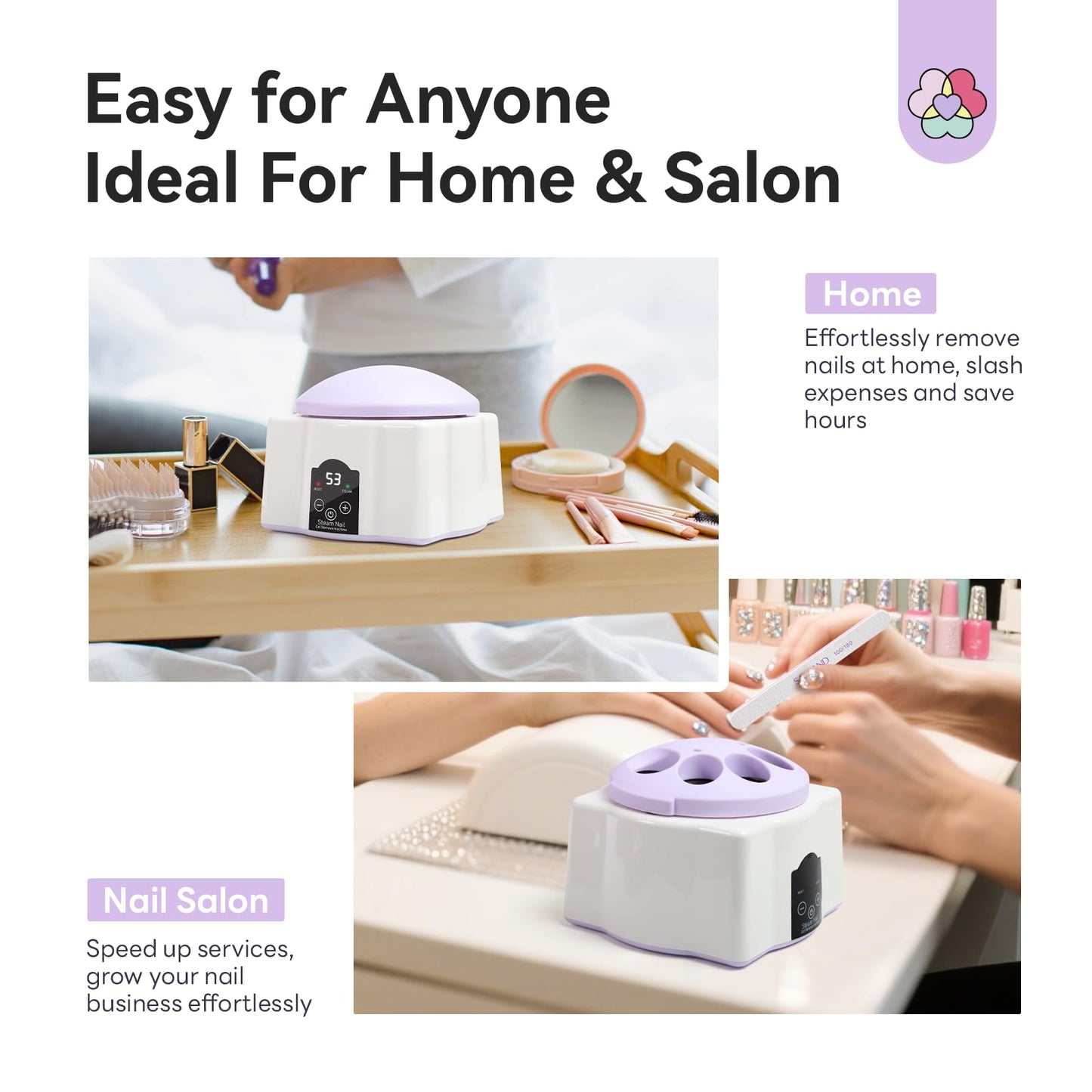 Saviland Essentials Nail Polish Remover Machine: Nail Soaking Bowl & Acetone Nail Polish Remover Gel Nail Remover Machine with Nail Soak off Bowl Soaker Tech Acrylic Nail Remover Steam Salon Home DIY