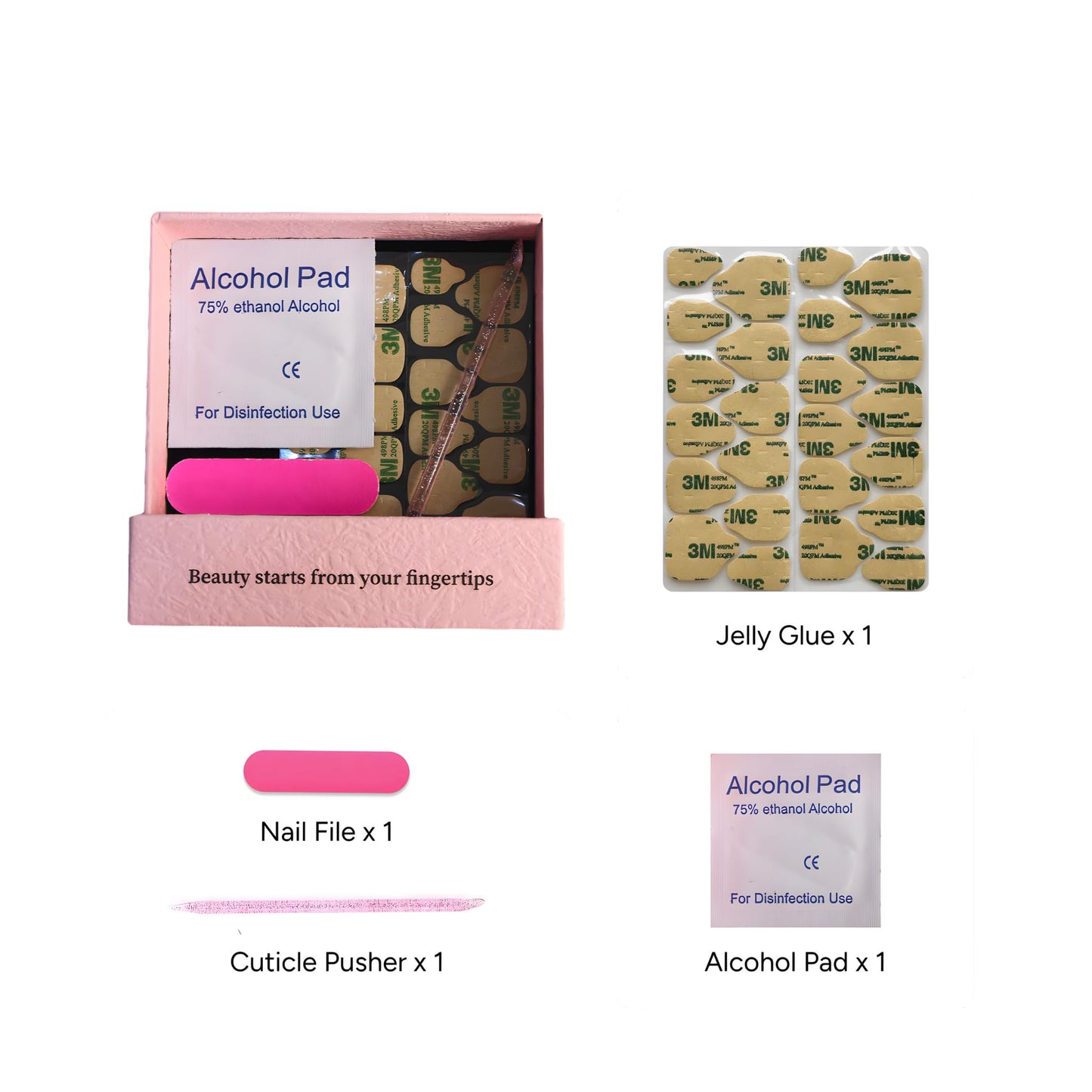 SIYOU Beauty | Aurora Blush Ombre | Pink and White Ombre Short Almond Press On Nails for Women (Large) - Reusable, Salon-Quality Fake Nails (10pc)