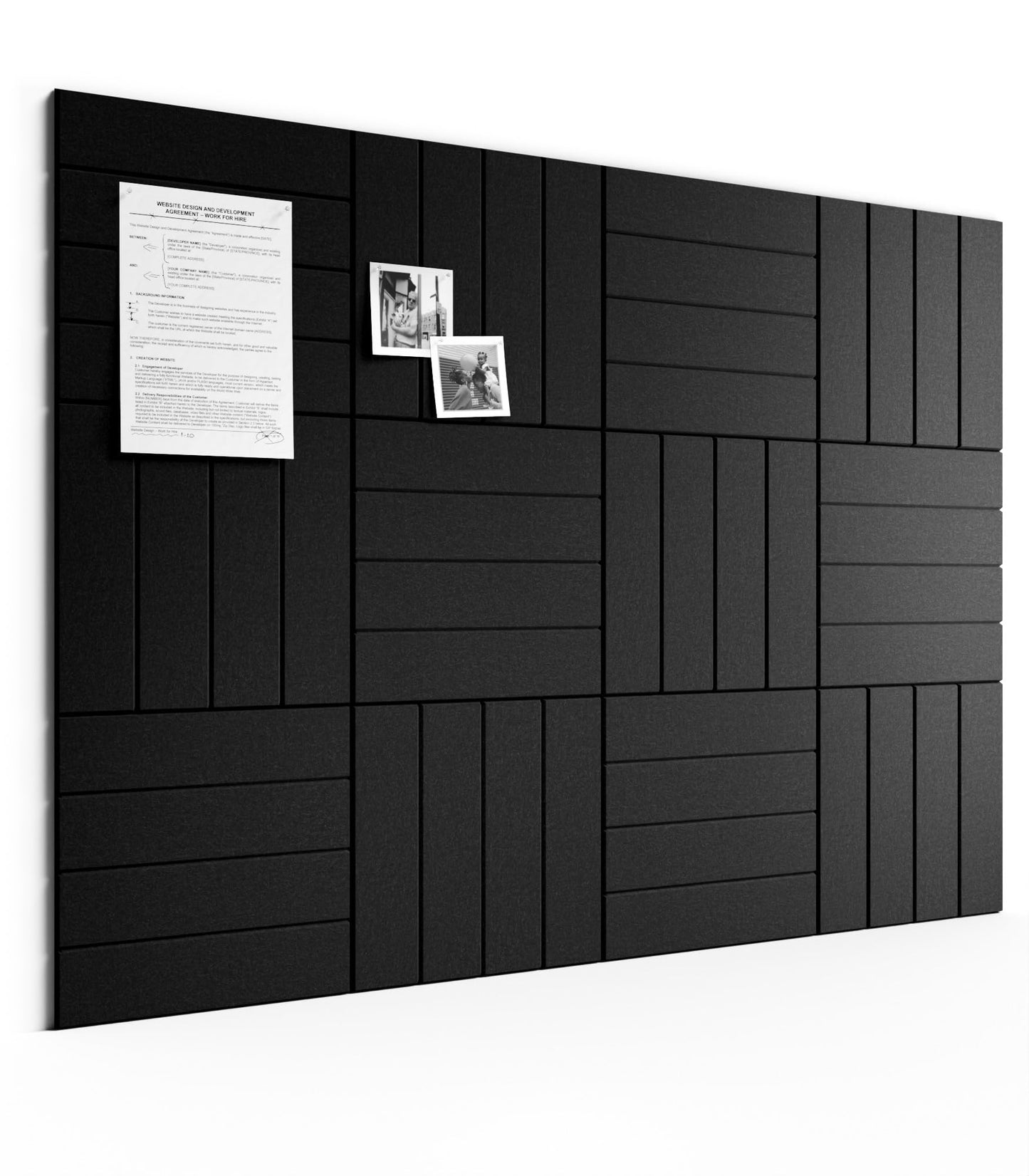Bumusty Large Cork Board Alternative-48 x 36" Felt Bulletin Board Tiles, with 30 Pushpins, 70 Adhesive Tabs, Bold-Stripe 12-Pack, Cork Boards for Office Push Pin Board Felt Board-Black