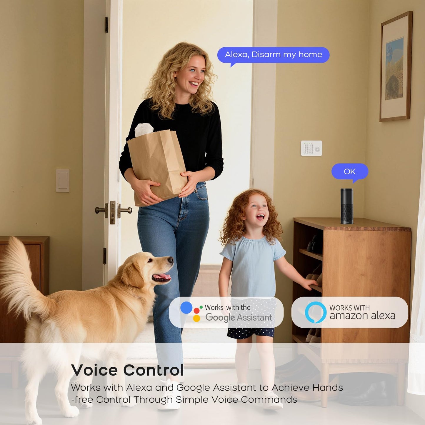 YBJ Alarm System for Home Security,DIY Wireless Home Alarm System with Door and Motion Sensors,Smart Keypad,No Subscription Fee (20-Piece-Kit)