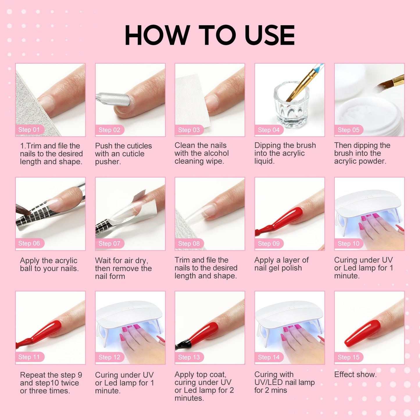 COSCELIA Acrylic Nail Kit for Beginners with Everything Professional Acrylics Powder 6pcs Gel Nail Polish 18pcs Glitter Decoration Powder Nails Kit Acrylic Set with Drill Light Gifts for Women