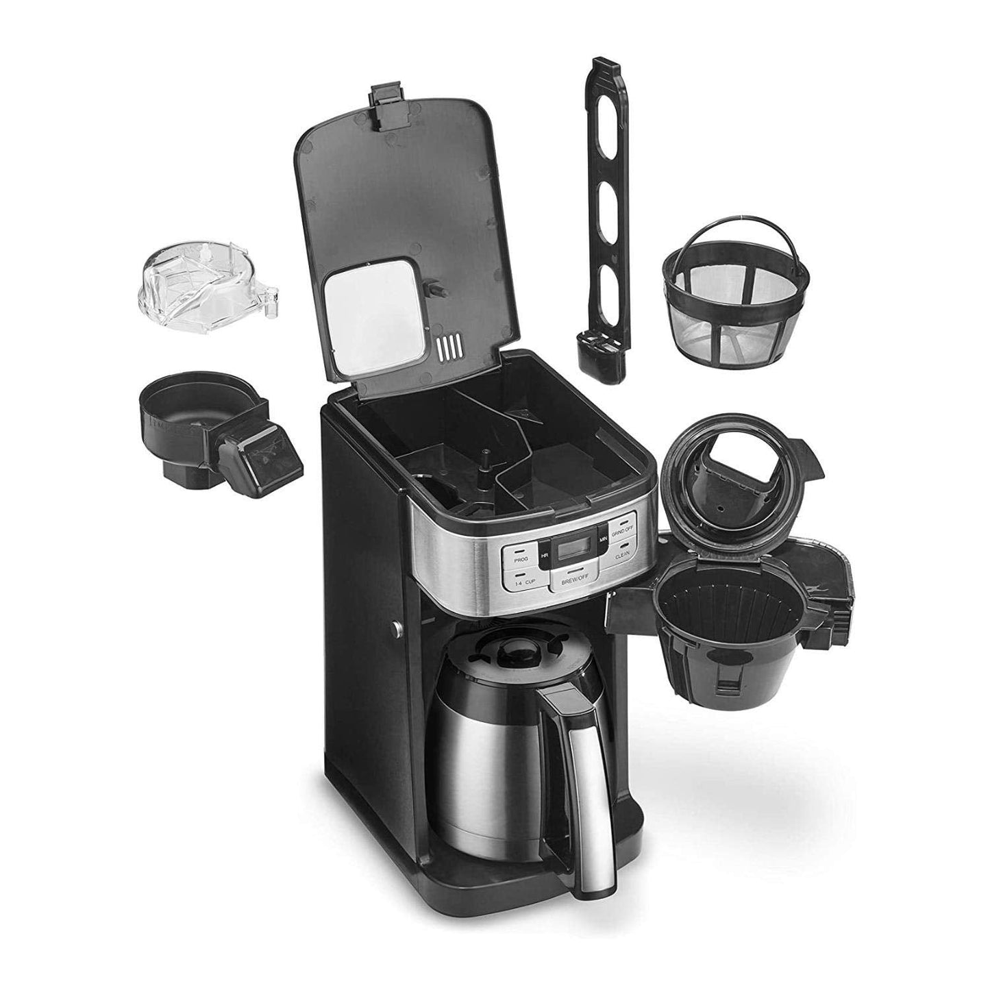 Cuisinart Automatic Grind & Brew 10-Cup Coffee Maker with Blade Grinder, Programmable Coffee Machine Glass Carafe with 1-4 Cup Setting, Brew Pause, Grind-Off Option, DGB-450NAS, Black/Stainless Steel