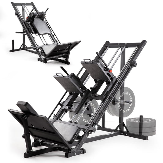 LIONSCOOL Upgraded 3-in-1 Leg Press Hack Squat Machine with Weight Storage, Professional Adjustable Iso-Lateral Trainer with Linear Bearing for Home Gym Lower Body Strength Training